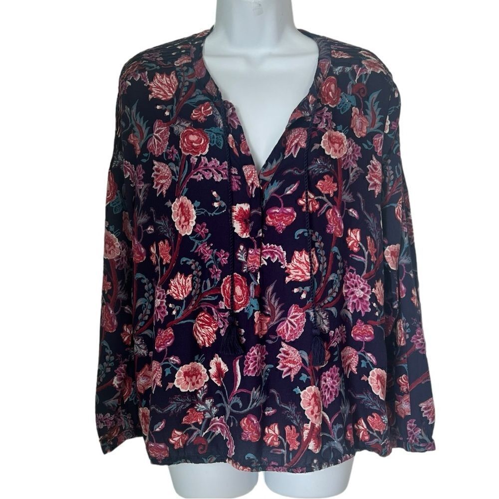 Lucky Brand Floral Bohemian Long Sleeve Blouse Sz L